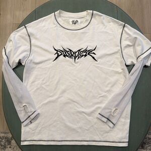 OVD whathappenedtogod DiseasE White Long Sleeve‎ Mesh Arms 2XL Alt Streetwear